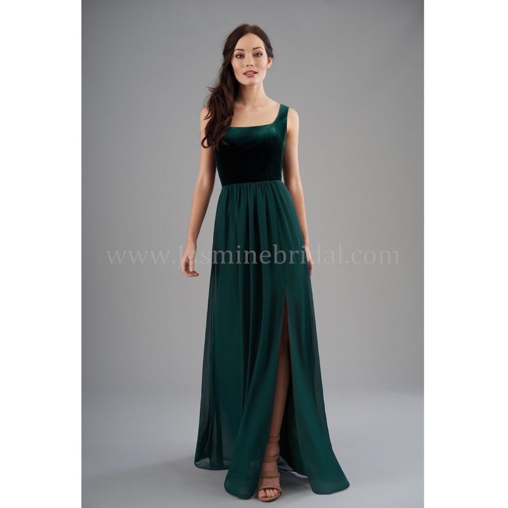 B2 Jasmine Green Velvet Bridesmaids Dress Size 6